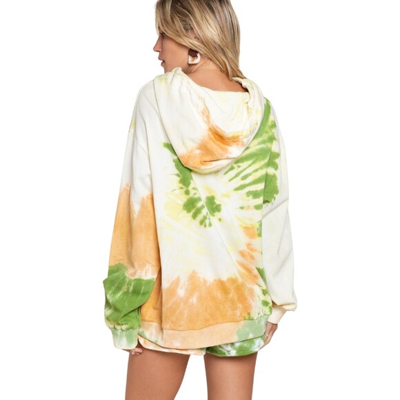 POL oversized boxy tie dye hoodie orange green size small - Picture 8 of 9